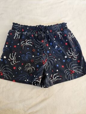 Patriotic Girls Shorts | L | 10- 12 | Red White & Blue Fireworks | Wonder Nation